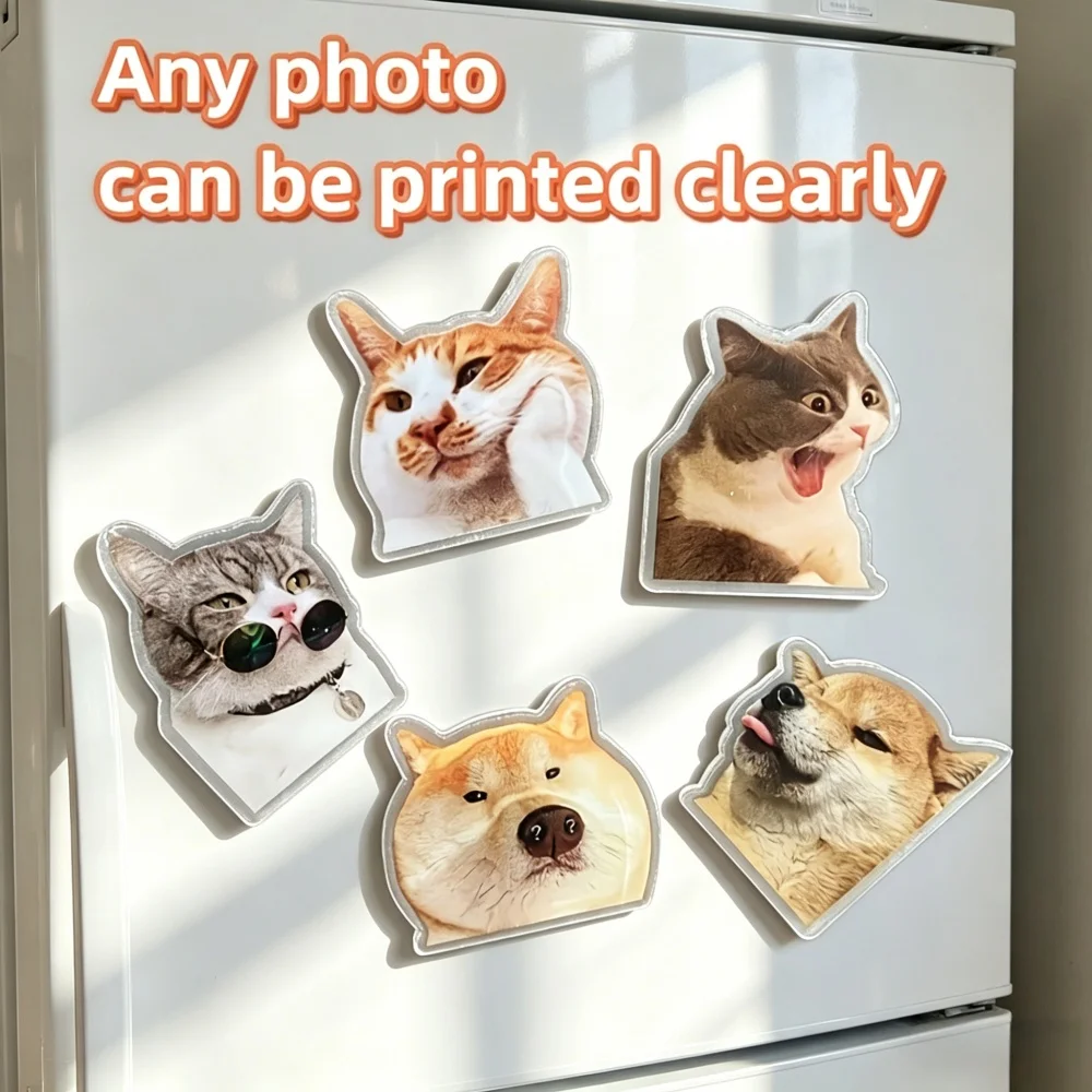 Personalized Customize Photo Refrigerator Magnets Custom Pet Keychains Cartoon Llavero Key Chain Clear Acrylic Custom Gift