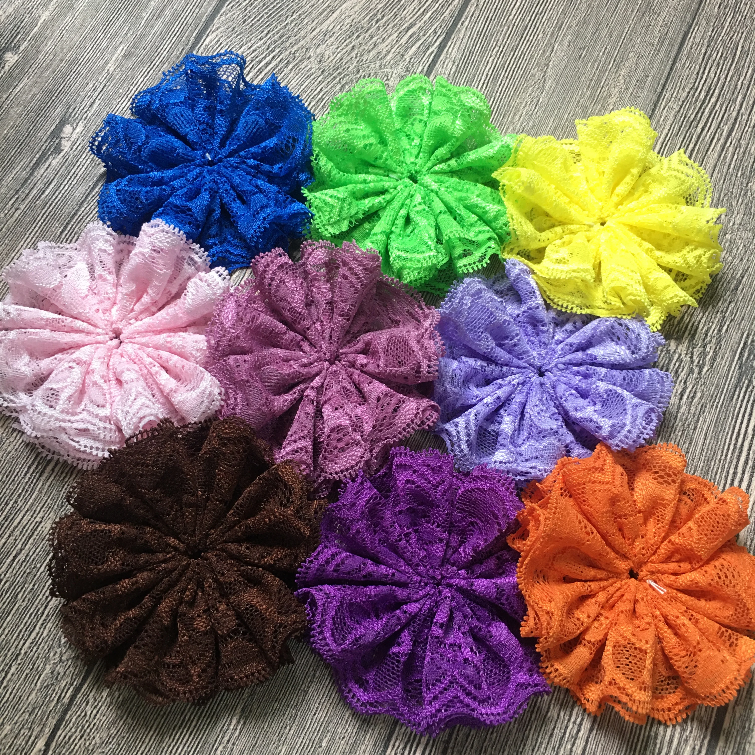 10Pcs/Lot Flat Back 3.5inch Soft Lace Flowers For Hair DIY Accessories Unfinished Flowers Accessory For Wedding Home Decoration