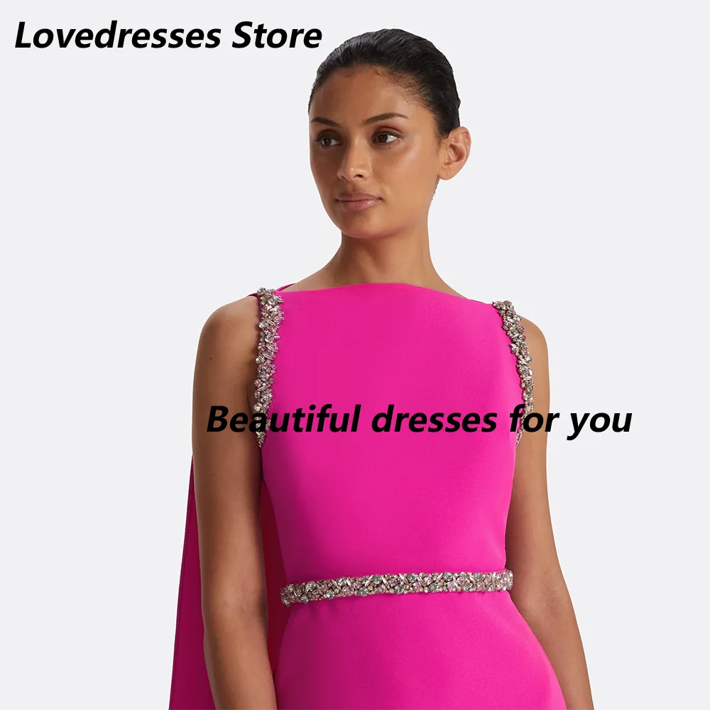 

Hot Pink Evening Dresses Elegant Mermaid/Trumpet Wedding Guest Gowns Long Criss-Cross Watteau Train Prom Dress Customized