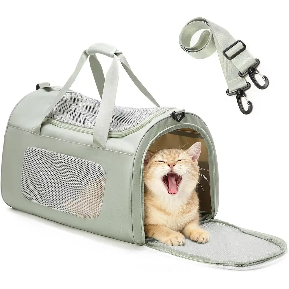 

Очень большая переноска для кошек, одобренная мягкими стенками, сетчатая переноска для домашних животных для путешествий на открытом воздухе с плечевыми ремнями, переноска для кошек