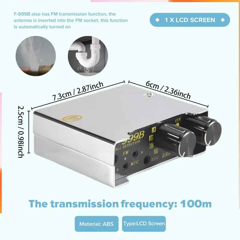 A92Z F999B Leaking Water Leak Detector Household Wall Leaking Pickup Leak Detector EU Plug