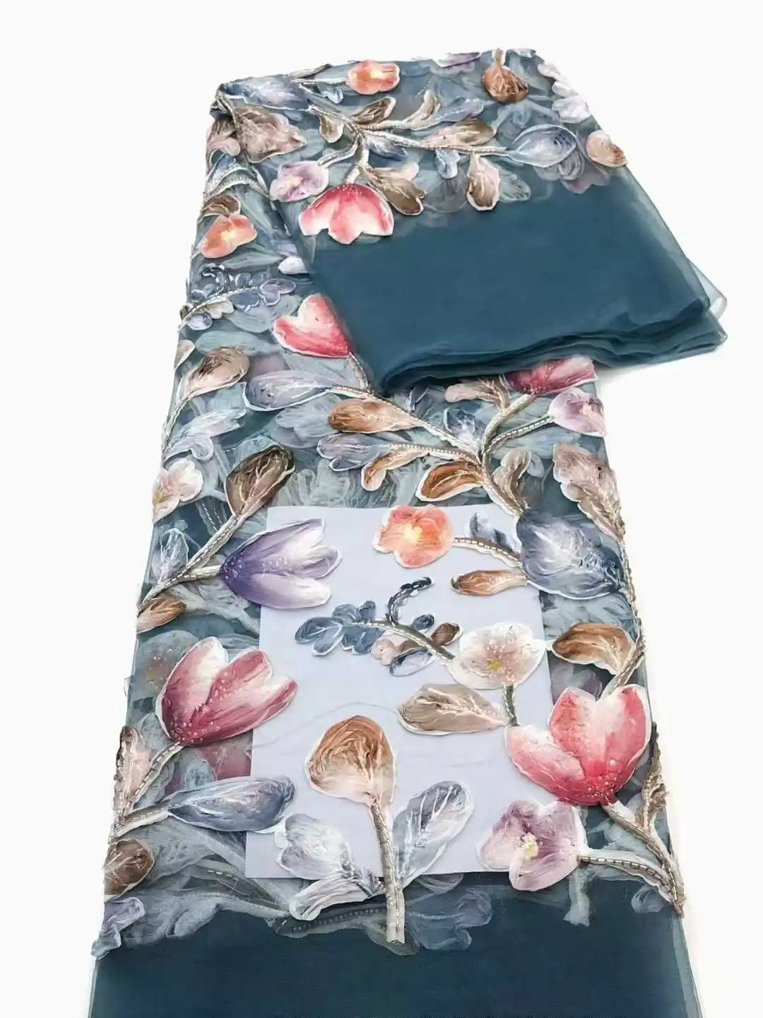 

African Lace Fabrics Nigerian French Mesh Beaded Sequins Fabrics Net Lace High Quality 2025 Sew Evening Dresses for Women 5 Yard