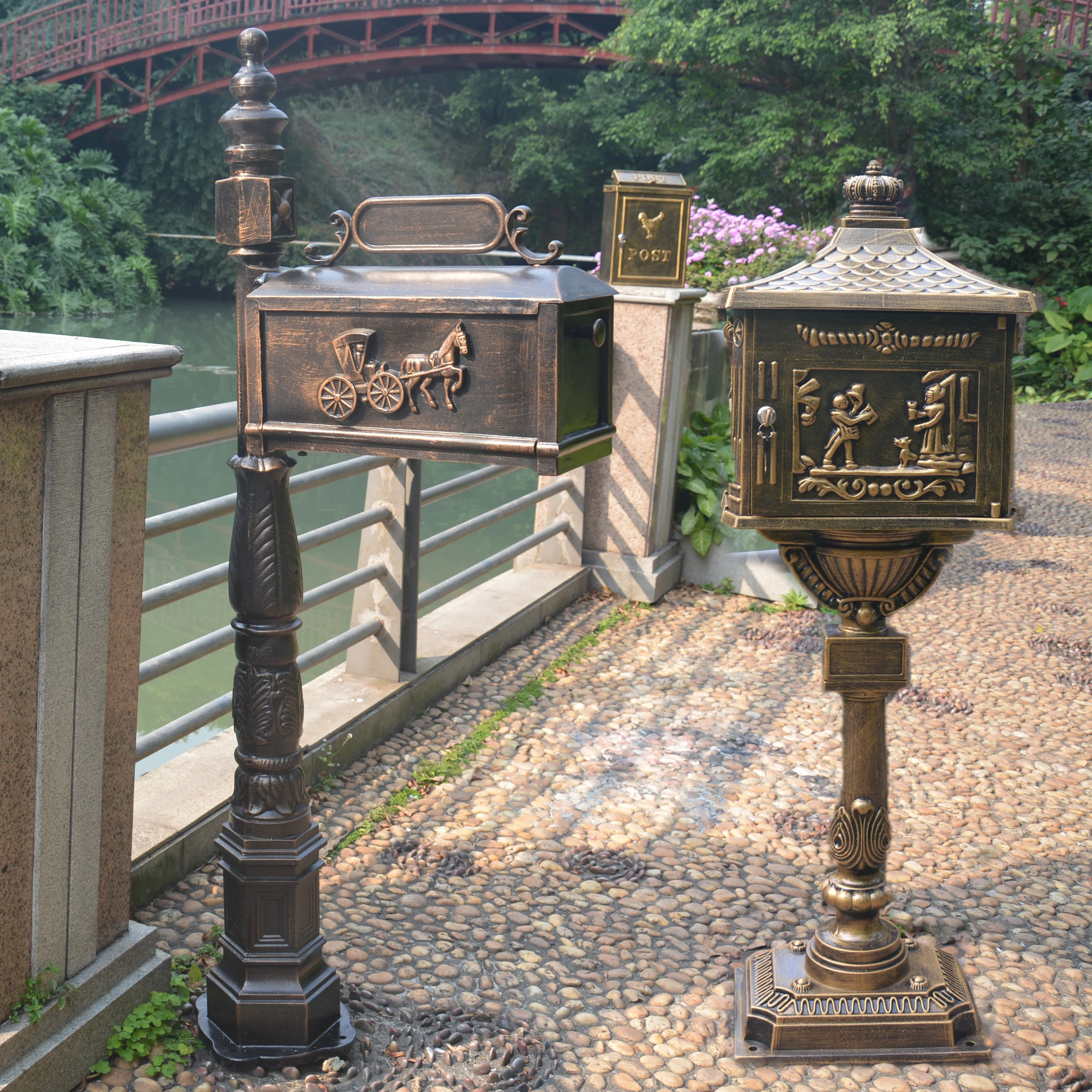 

Mailbox Outdoor Outdoor cast aluminum vertical community European retro mailbox Milk box Villa floor-to-ceiling mailbox