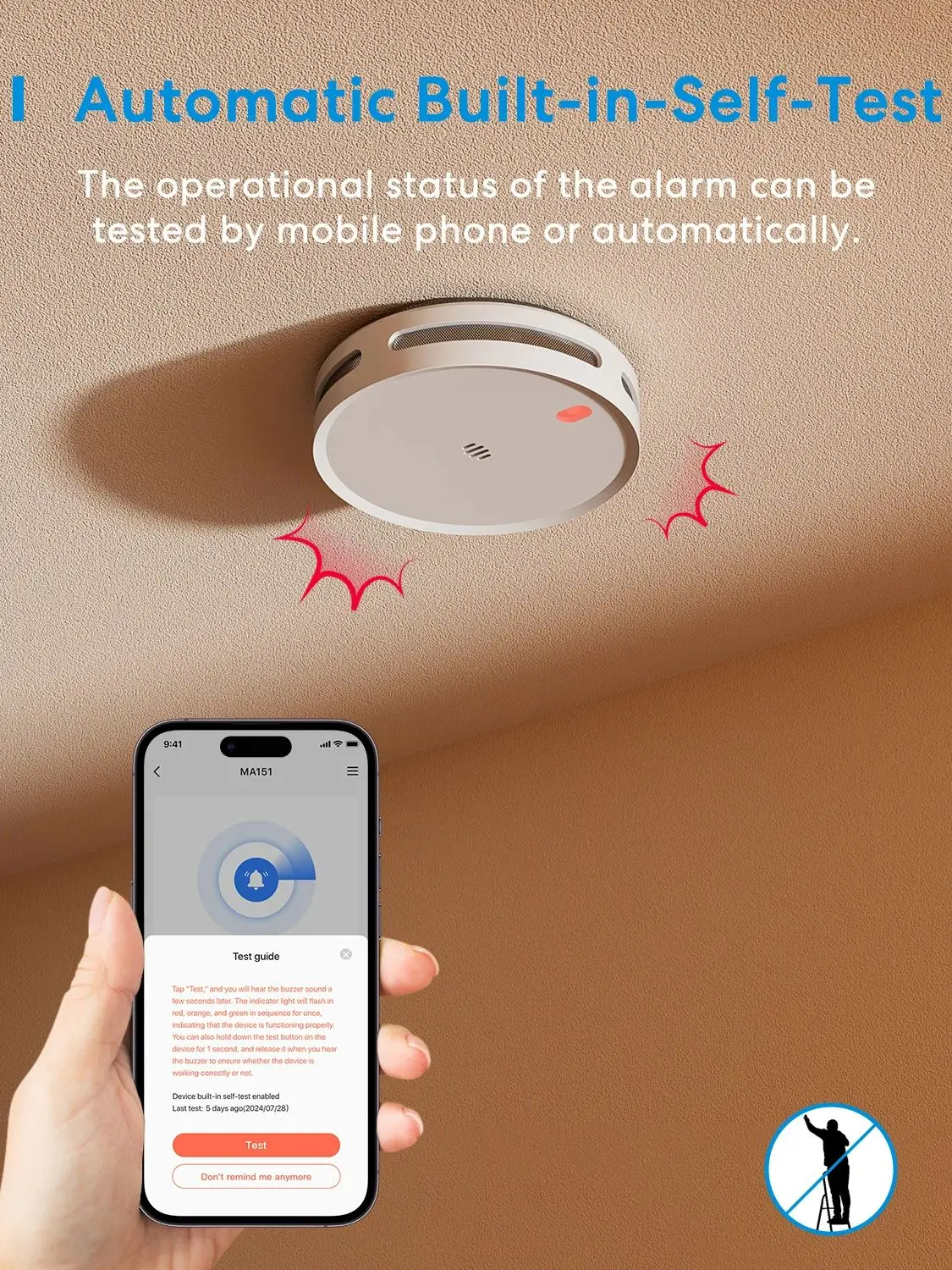 Meross wifi Smart Smoke Detector MA151 With Built-in 10 Year Battery Alarm Sensor Work With Matter Alexa Smartthings