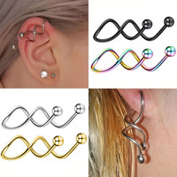 1 Piece Twist Industrial Barbell Ear Navel Piercing Belly Button Ring Long Ear Stud Helix Tragus Cartilage Earring for Women Men