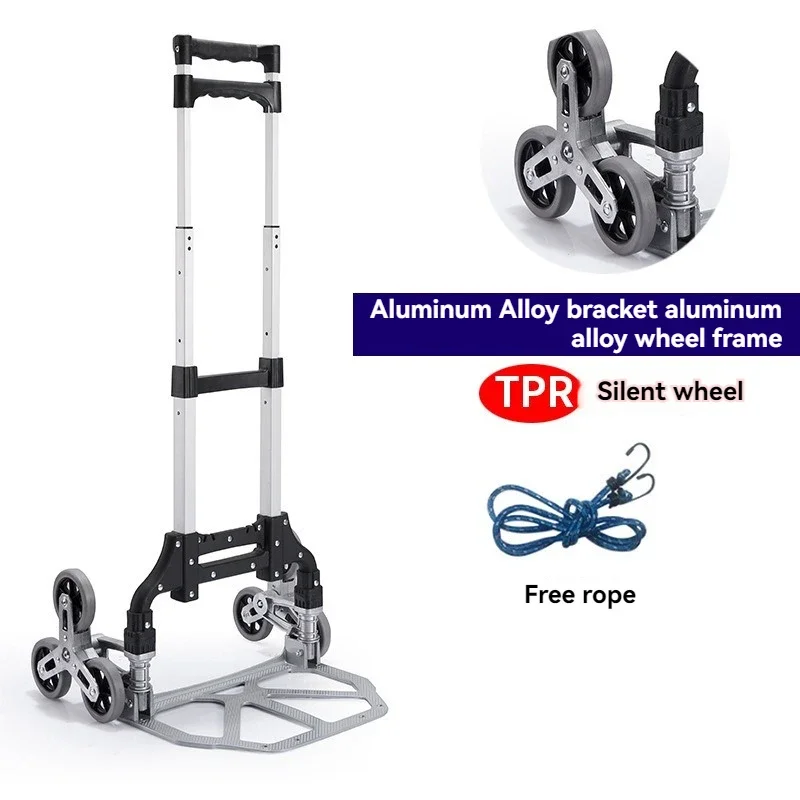 Stair Climbing Hand Truck, Solid Explosion-Proof Rubber Wheels, Aluminum Alloy Frame, Foldable Dolly for Luggage