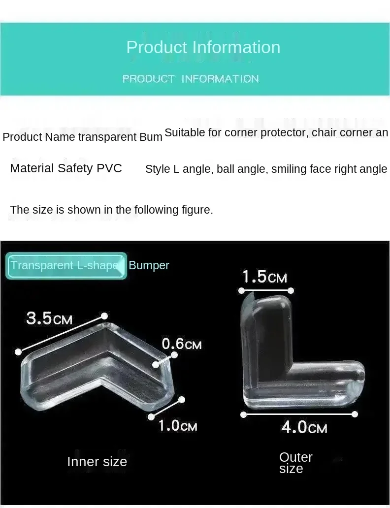 Silicone Anti-Collision Angle Protection Angle, Transparent Glass Cabinet Corner Protector