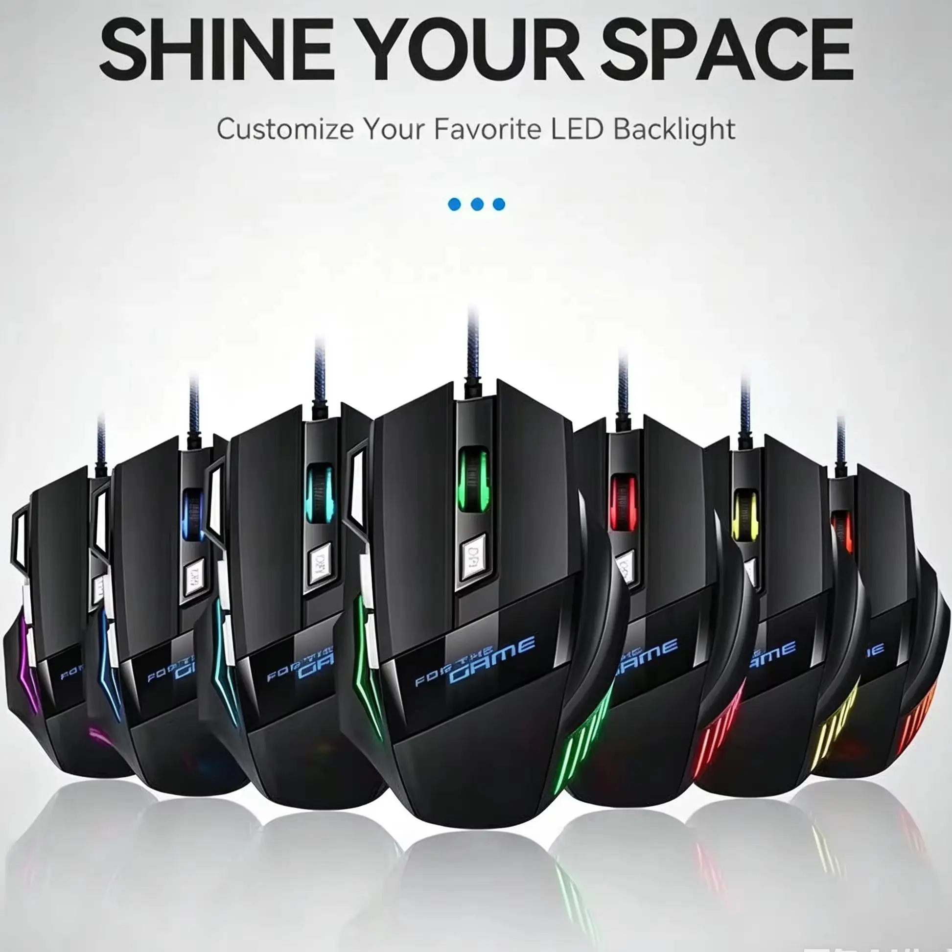 RGB Backlit Gaming Wired Optical Mouse 7-Buttons 2400DPI Adjustable Ergonomic Design Office/Gamer Mouse For PC Computer Laptop