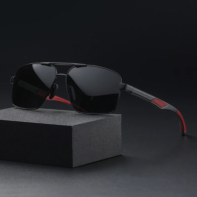 Klassische Herren-Sonnenbrille, Großer Quadratischer Rahmen, Retro-Modestil, Für Herren zum Fahren und für Outdoor-Aktivitäten, UV400 Polarisiert, Retro-Brille