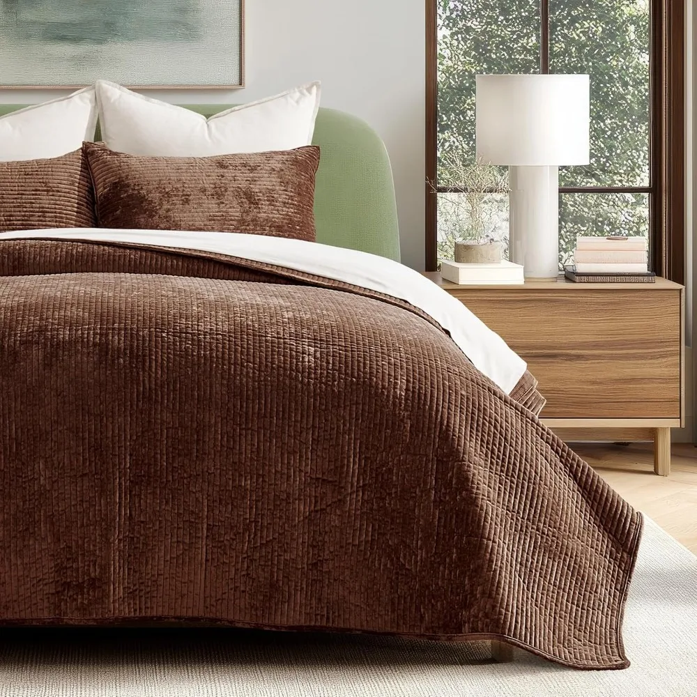 

Комплект бархатного одеяла King Size, роскошные мягкие стеганые комплекты постельного белья, легкое бархатное одеяло на все сезоны, в полоску