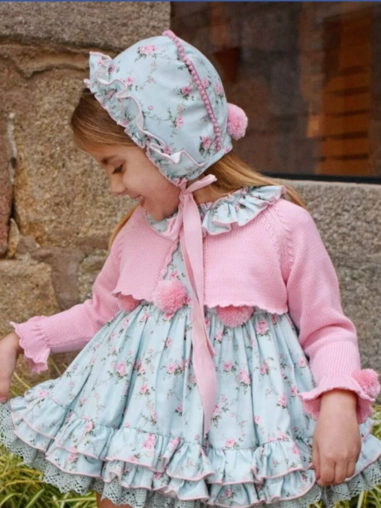 

Летнее испанское милое платье принцессы Лолиты с цветочным принтом для девочек, качественное платье Ид, платье для свадебной вечеринки для девочек, рождественское платье для девочек