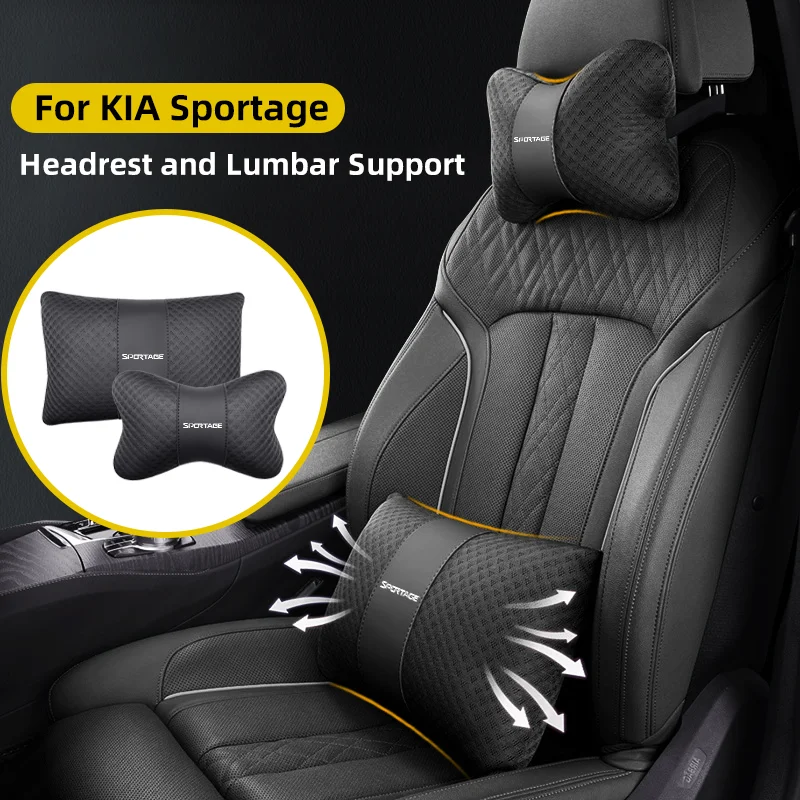 Car Neck Pillow Protection Lumbar Backrest Cushion for Kia Sportage PHEV AWD GT-Line  HEV Auto Seat Headrest Waist Support Pad