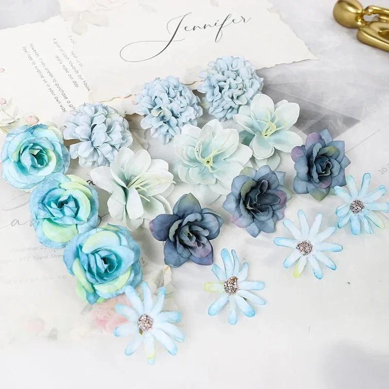 Rose Artificial Flower Silk Foam Flower Family Room Decoration Wedding Decor Bouquet Festival DIY Wreath Bride Accessories