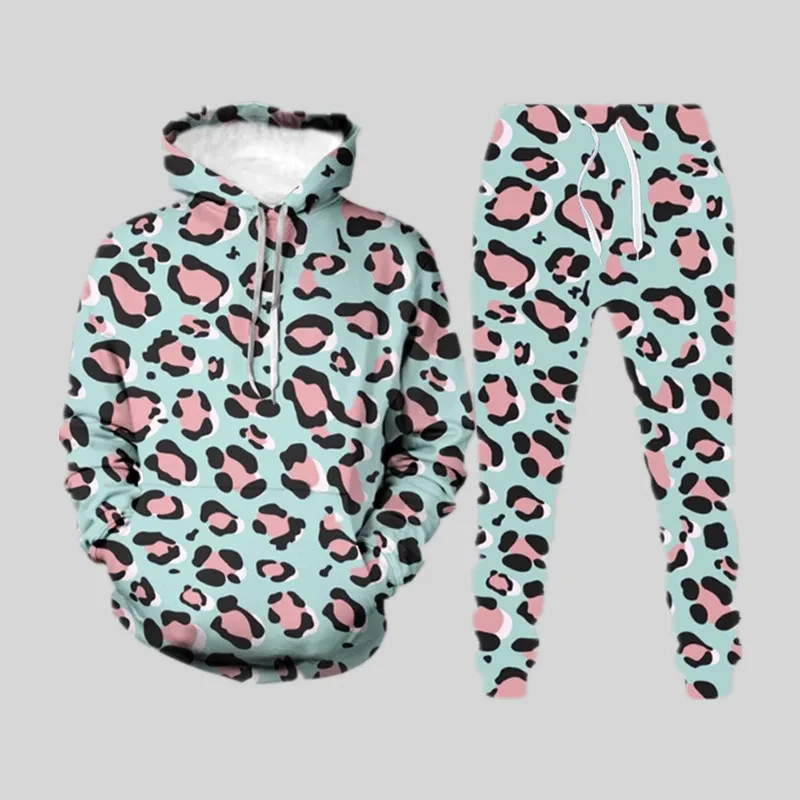 Color Speckled 3D Printed Men's Tracksuit Casual Hoodie And Pants 2 Sets Oversized Pullover Fashion Tracksuit Men's Clothing