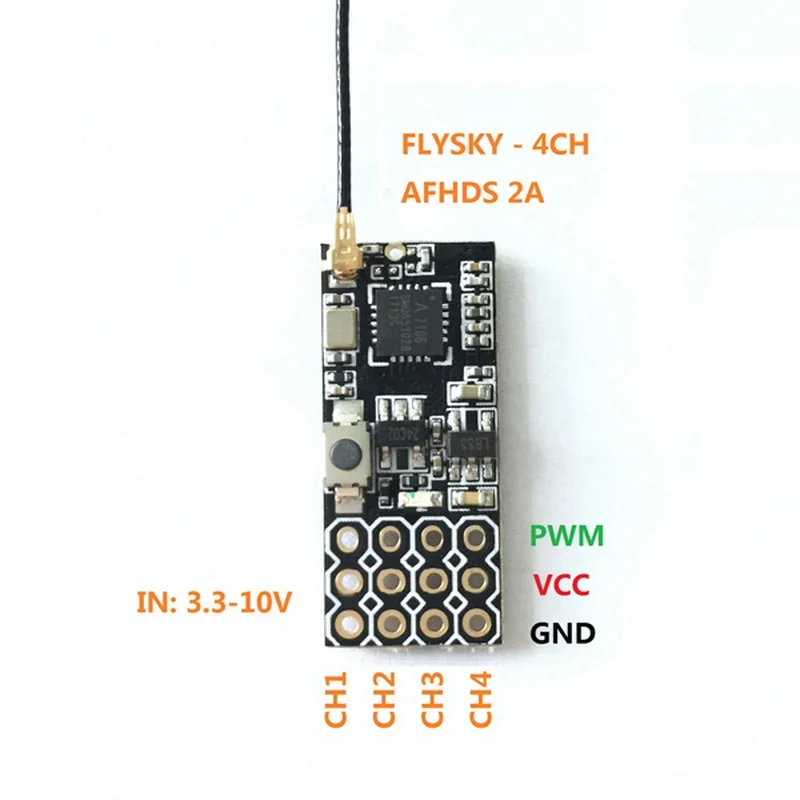 FLYSKY FS2A Tiny 4 Channel Receiver PWM Signal Output Compatible I6 Series RC Transmitters
