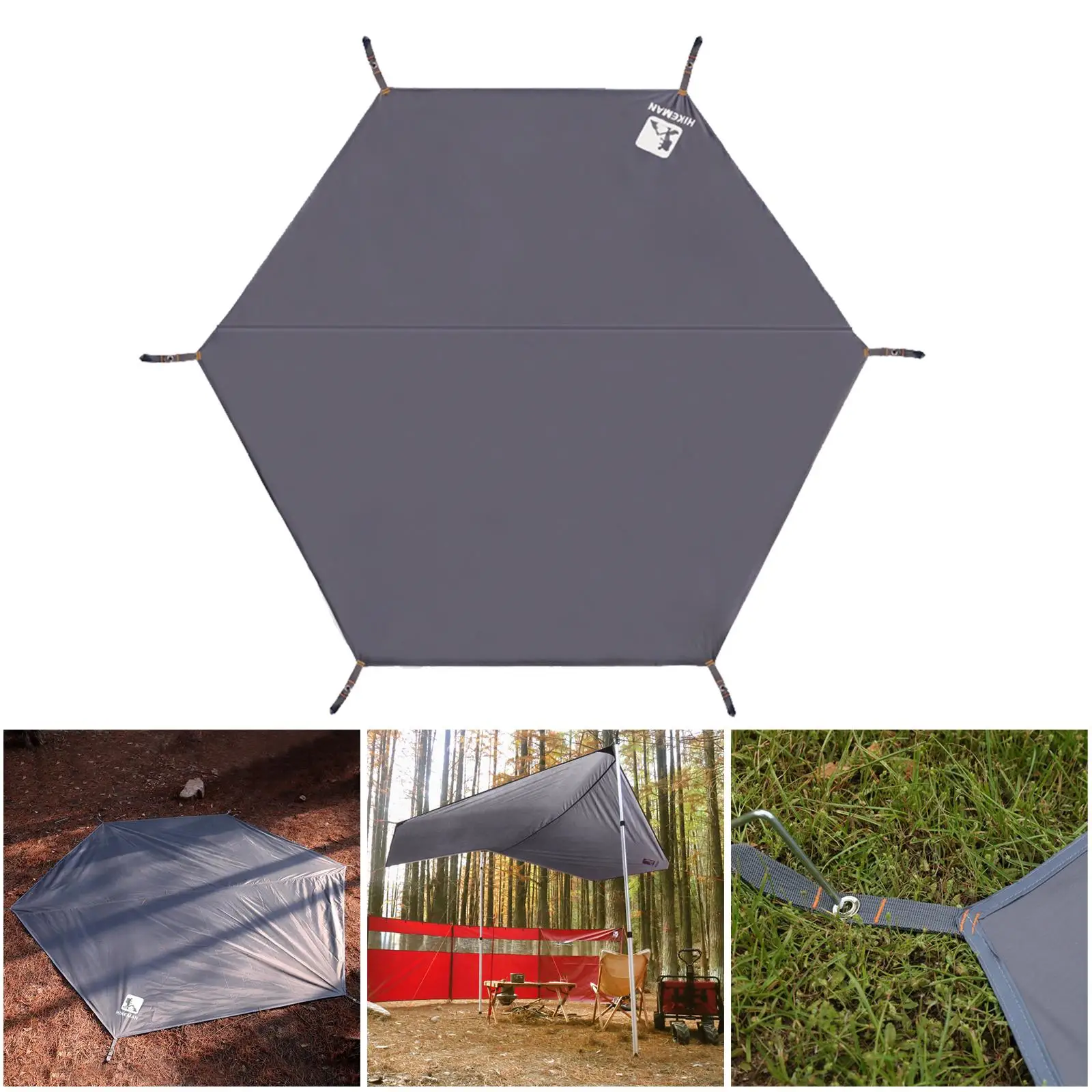 Ultralight Hexagonal Footprint PU2000mm Camping Tarp Camping Shelter