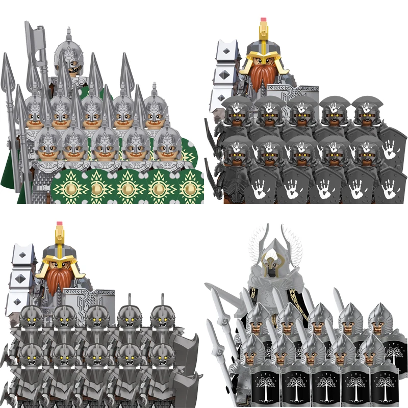 Medieval Elf Rohan soldiers Guard Army lotr Action Figures Mini Bricks Doll Assemble Building Blocks MOC DIY Toys for kid gifts