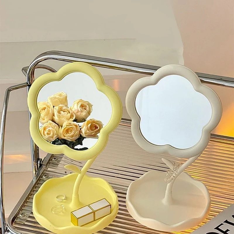 Espelho de maquiagem de mesa com design exclusivo de girassol, giratório, destacável, pendurado, joias, espelho cosmético de alta definição, 19*10.5cm