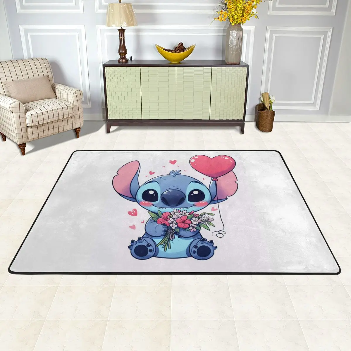 Stitch Love Heart Floor Carpets For Children Living room Bedroom Carpet Protective Fashion Non Slip Kitchen Mat Rug