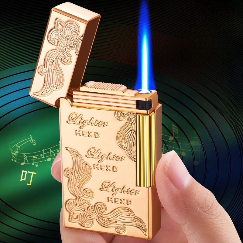 Windproof Loud Voice Butane Gas Lighter Unusual Sideslip Ignition Jet Flame Cigar Lighters Smoking Accessories Gadgets for Men
