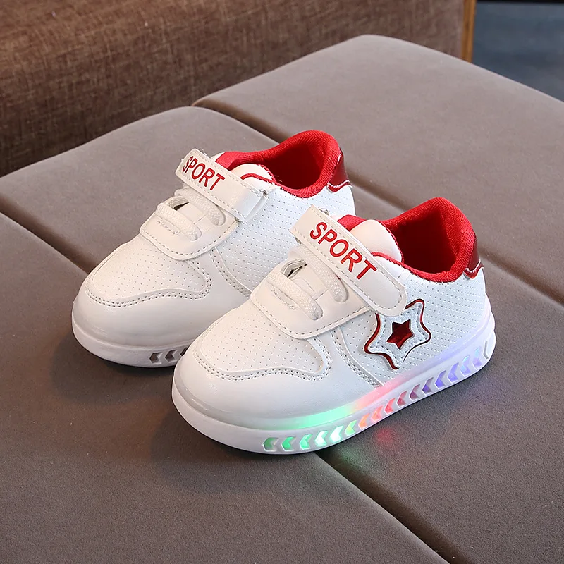 Girls Casual Shoes Little Kids Fashion LED Bright Sneakers Children\'s Shining Light Sneakers Kids Breathable Glowing Light Shoes