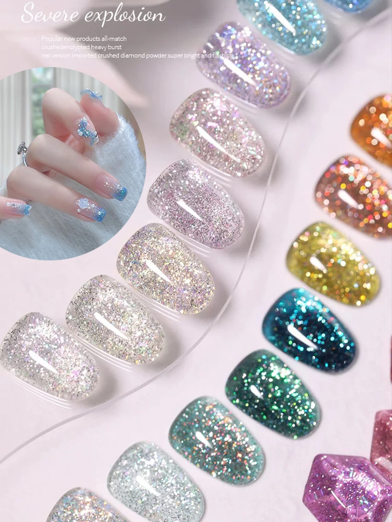 1 pçs tc 2025 verão unhas nova folha super brilhante arte do prego suprimentos moda popular pesado explosivo glitter gel unha polonês