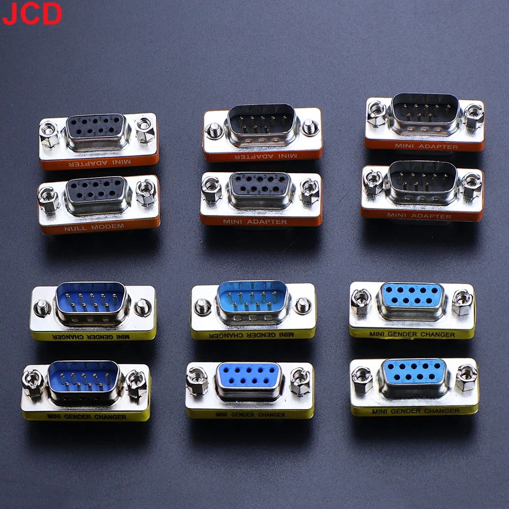Mini Null Modem DB9 9Pin Female Male Plug Adapter Gender Changer Cross Female to Female or Male to Male RS232 Serial Connector ﻿