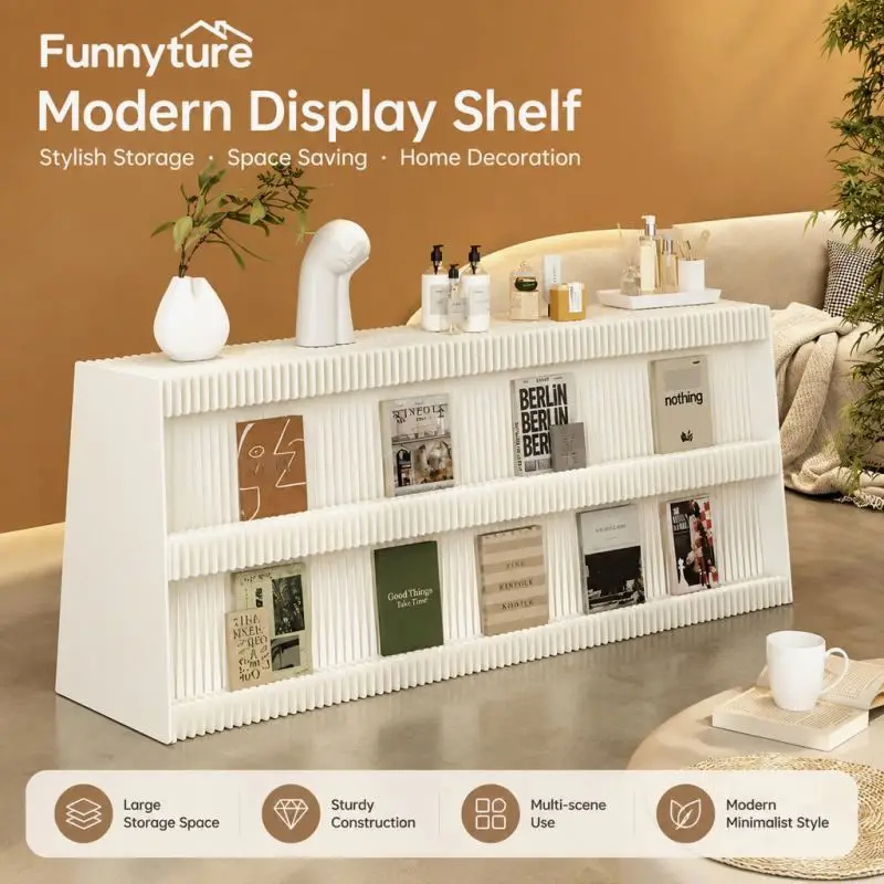 Trapezoid Geometric Double-Sided Display Stand Bookstore Magazine Record Wall Rack for Store Exhibition