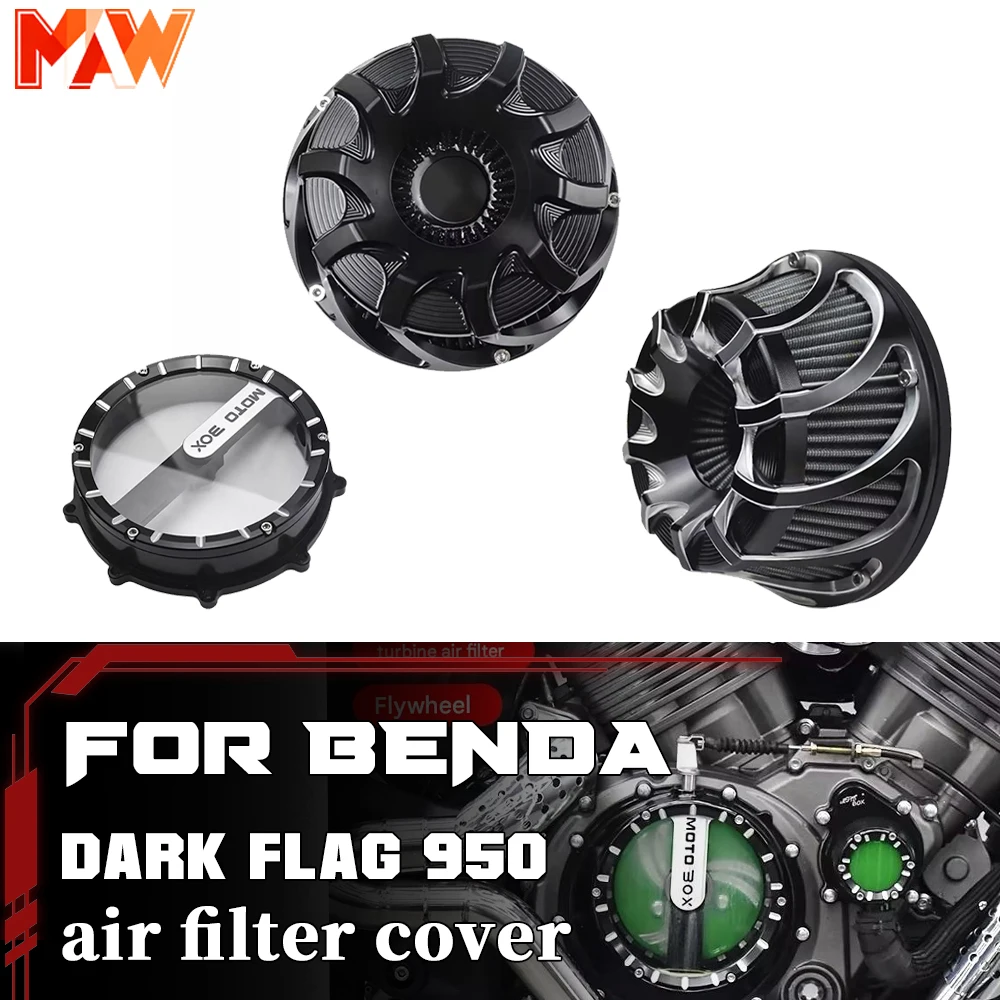 

Fit BENDA Dark Flag 950/500 Transparent Engine Side Cover Set, CNC Aluminum Air Filter & Clutch & Water Pump Cover, Bolt-On
