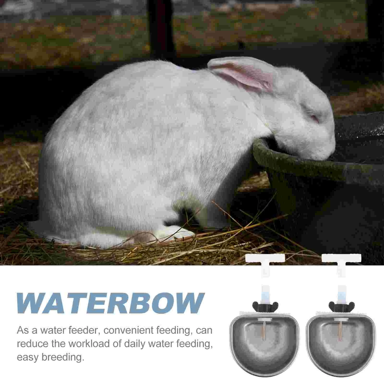 2 Sets Rabbit Water Fountain Trough Cage Drinker Durable Pet Bowl Feeder Plastic