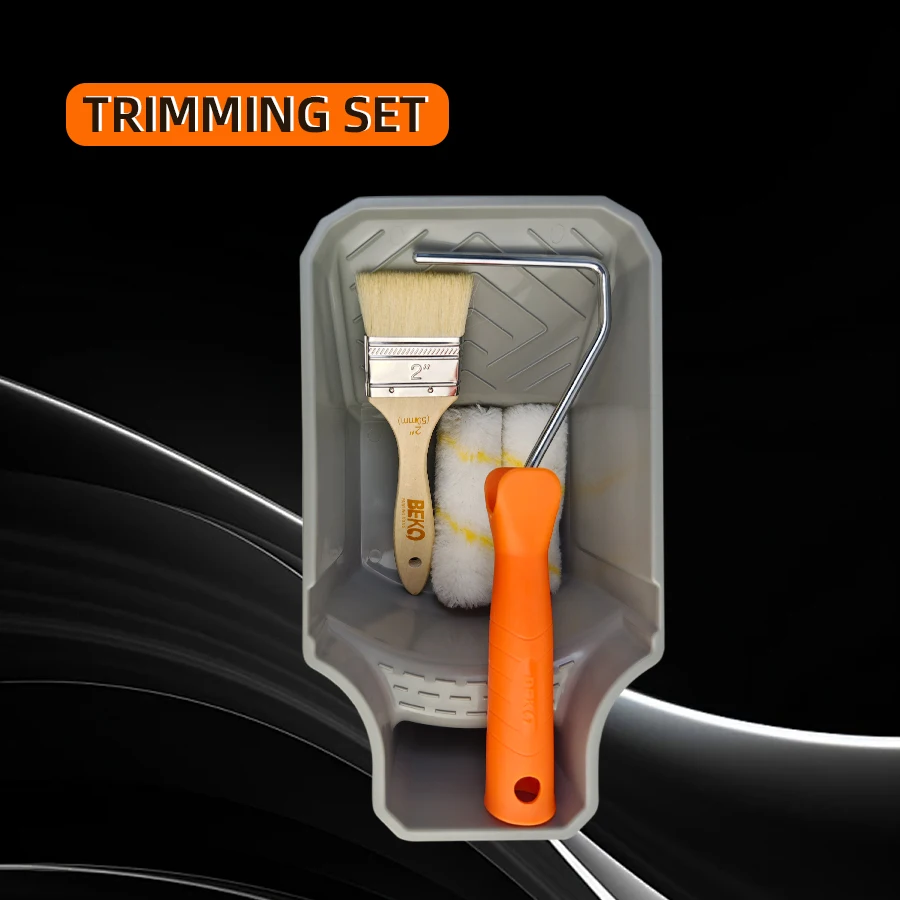

4 Inch Paint Roller Brush DIY Tool Set Corner Trimming Edging Multi-Function Paint Tray & Bucket