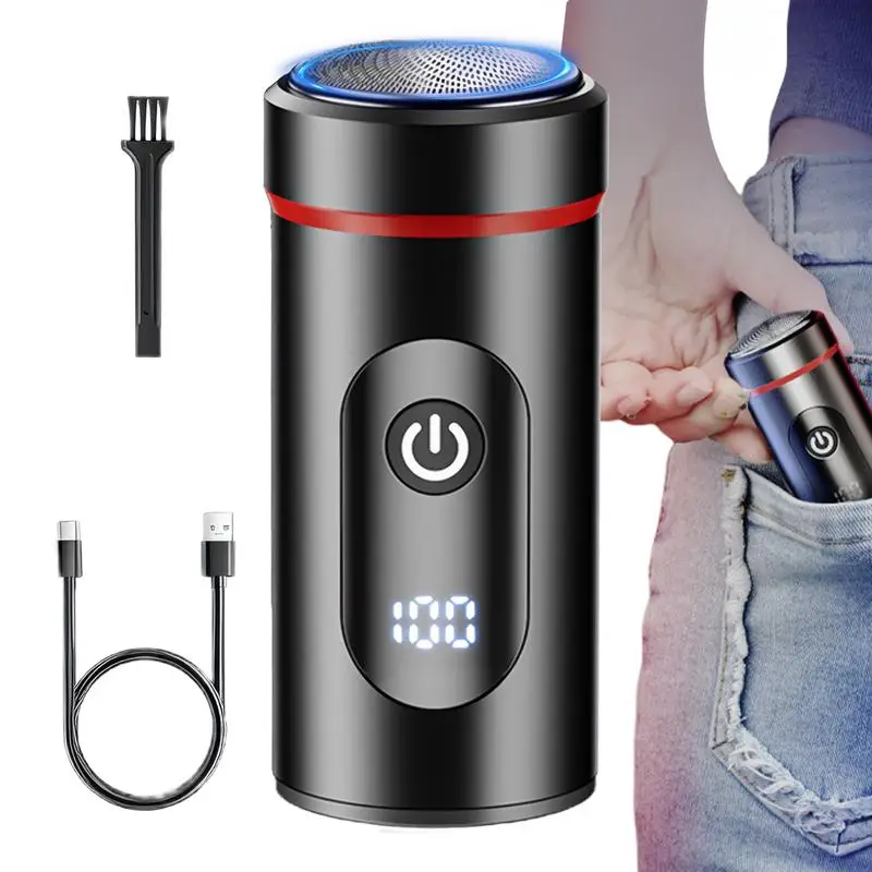 Mens Face Shaver Portable Small Electric Trimmer Wet and Dry Trimmer Type-C Port Fast Charging Cordless Shaver for Traveling and