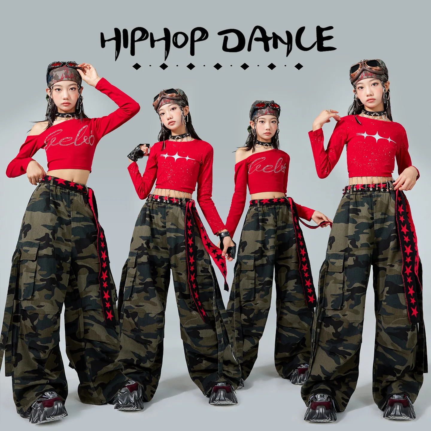 

Одежда для девочек в стиле хип-хоп: красные укороченные топы ‌ Горячие новинки: камуфляжные шорты и брюки для девочек, уличная одежда, костюмы для детских K-pop танцевальных групп, комплекты одежды