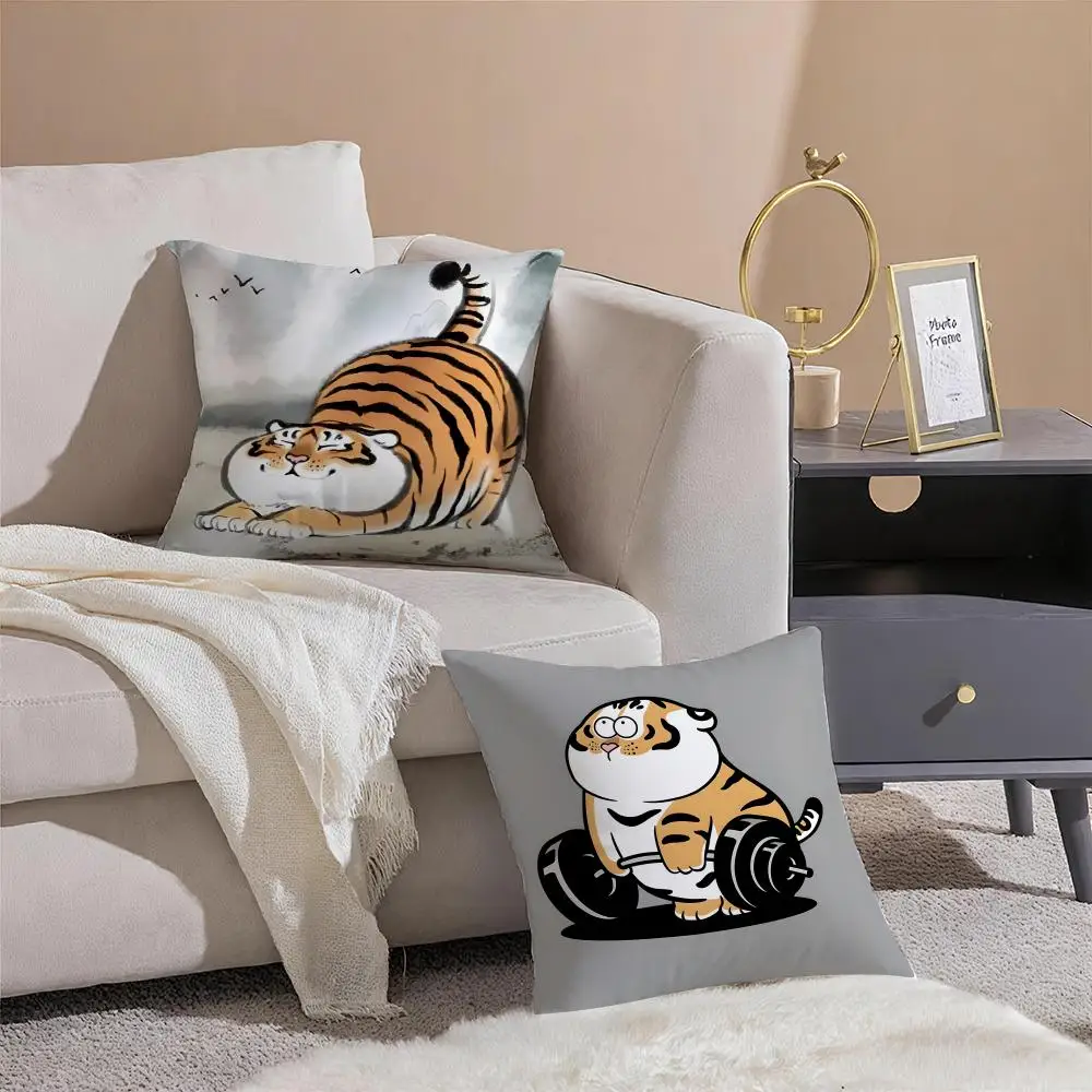 Alexander the Fat Tiger Cushion Cover Throw Pillow Cover Hidden Button Durable Polyester Chair Cushion