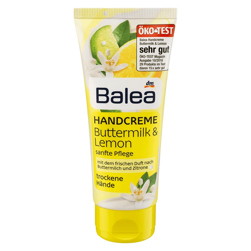 Balea Buttermilk Lemon Hand Care Cream for Very Dry Hand Reduce Dryness Soothes Nourishes Intensive Moisture 24-hour Moisturizer