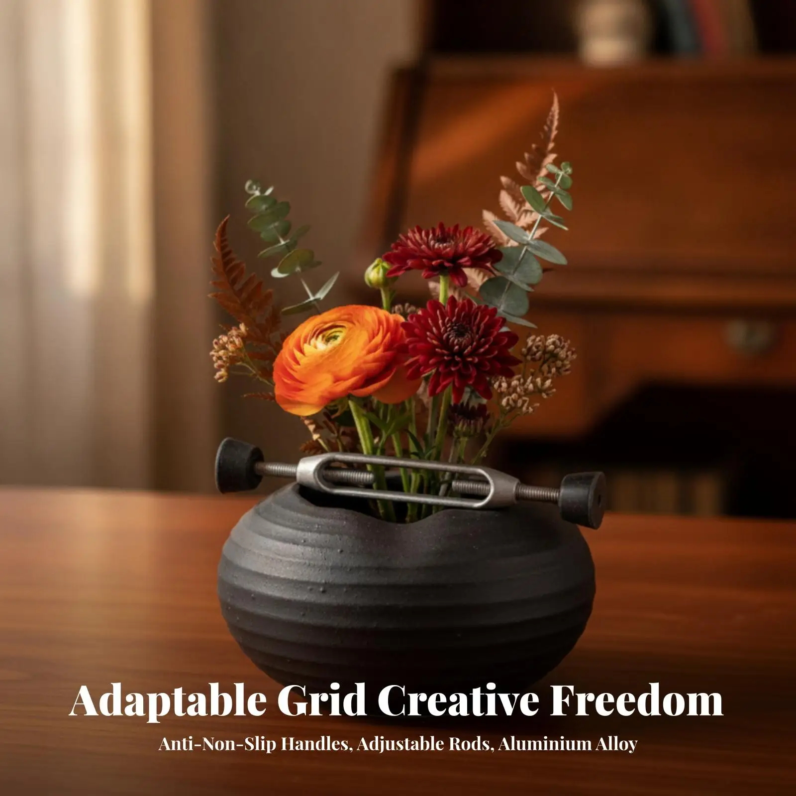 Adjustable Flower-Arranging Stem Holder | Aluminum Alloy, stalk Stabilizer, for Vases