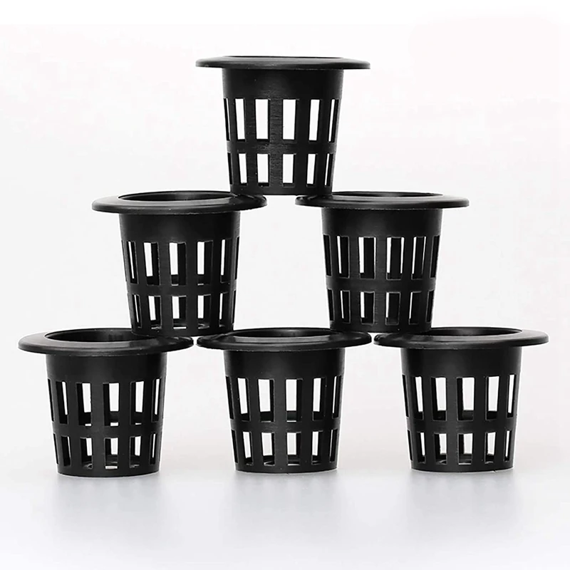 100Pcs Hydroponic Colonization Mesh Pot Net Cup Basket Hydroponic Aeroponic Planting Grow Clone Nursery Plant 45X35mm