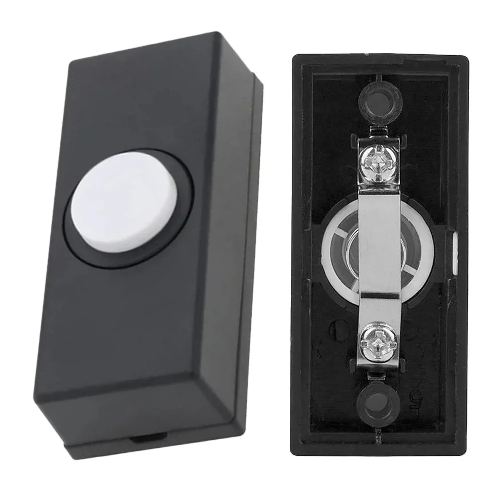 1pc Doorbell Push Button ABS Wired Connection Plastic Hard Wiring Black Door Bell Chime Bell Push Press Button Tools