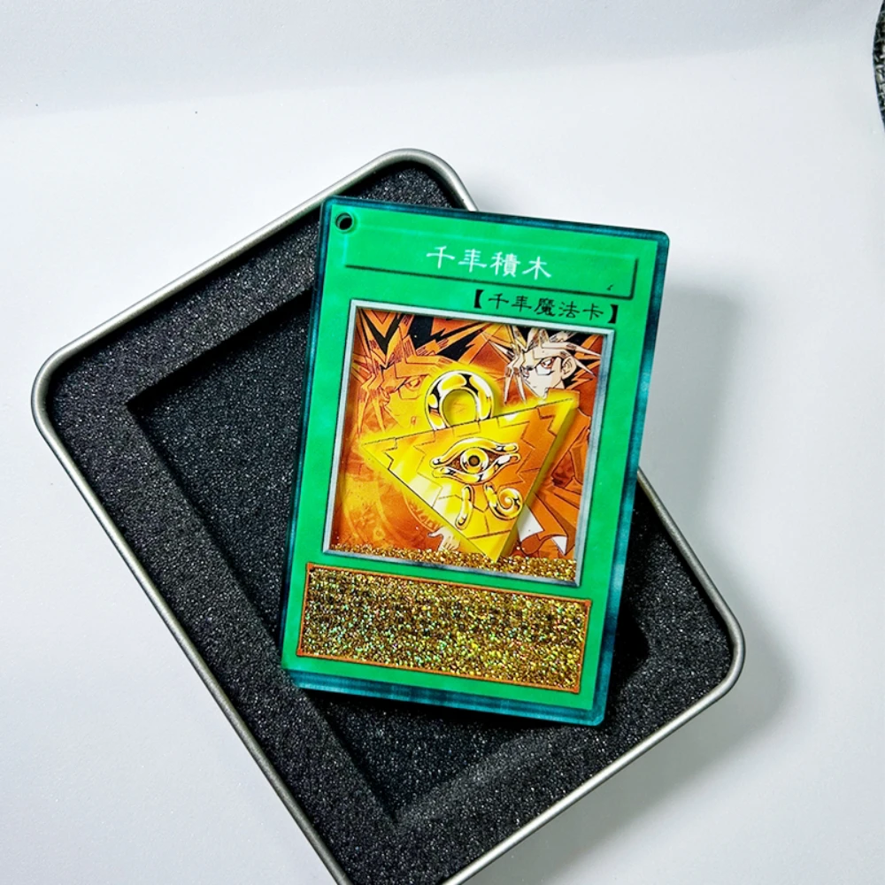 Diy Self Made Yu-Gi-Oh! Millennium Puzzle Flowing Sand Card Keychain Pendant Necklace Millennium Puzzle Anime Card Gift Toys