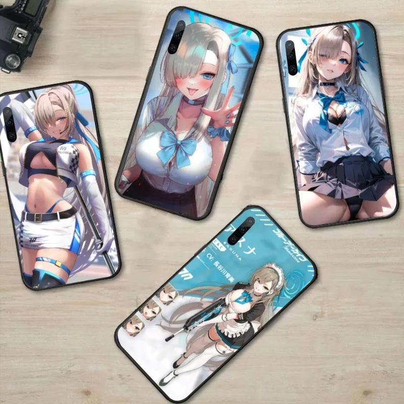 Blue Archive Asuna Smart Phone Case for Huawei P50 P40 P30 Pro Lite P Smart 2021 2019 Magic 3 Black Soft Phone Cover Funda