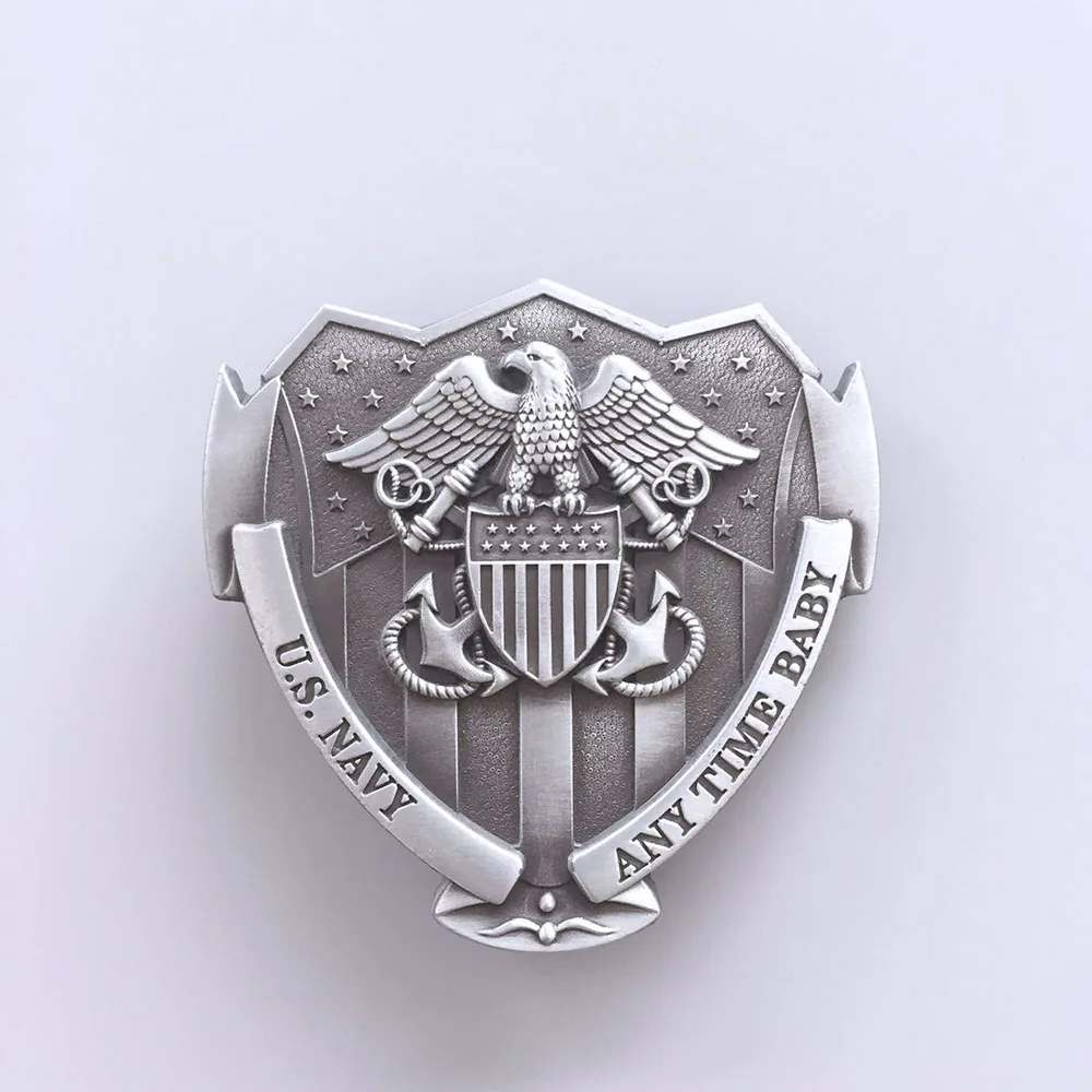 Antique Brushed Silver American Hero Belt Buckle BK-3D048