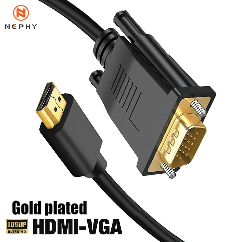 24k Gold plated 1080P HDMI To VGA Adapter Converter Cable HDMI Male To VGA Male Digital Analog Converter for Tablet laptop PC TV