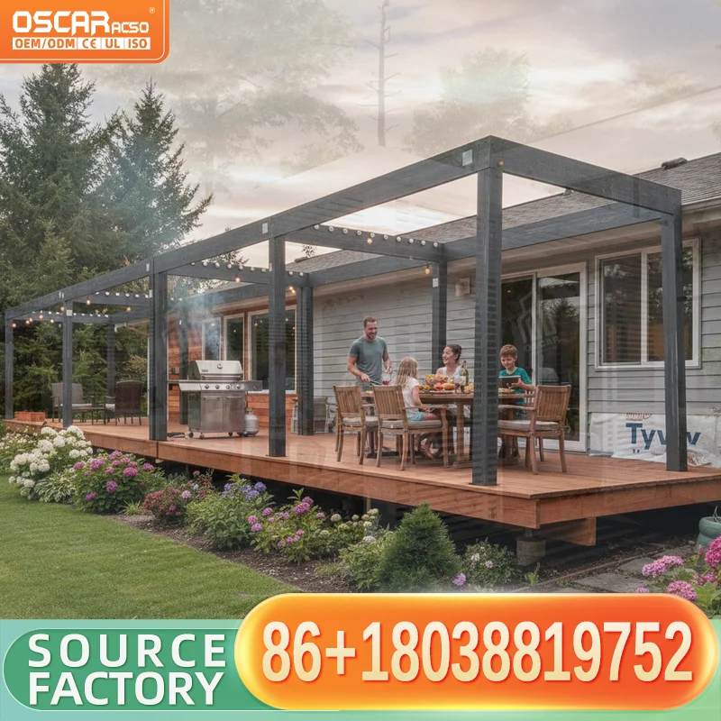 Garden Aluminum Louvered Gazebo with Bioclimatic Waterproof Features LED Electric Options Suitable for US Backyards Patio Events