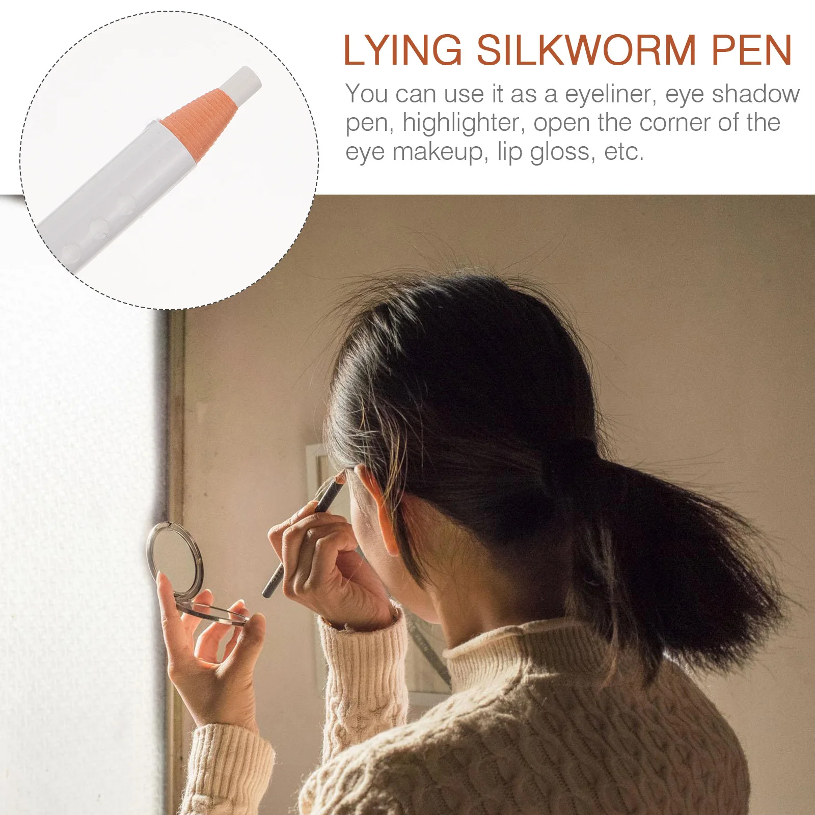 

3pcs White Eyeliner Pencil Fine Tip Long Lasting Waterproof Makeup Pen For Eyeshadow Highlighter Liner Silkworm Pen