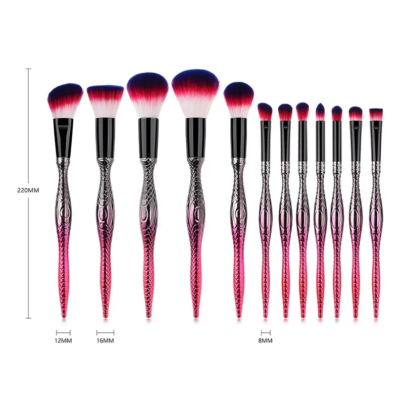 12 pièces/lot pinceaux de maquillage professionnels correcteur Blush fond de teint poudre yeux lèvres visage mélange pinceau de maquillage outil cosmétique