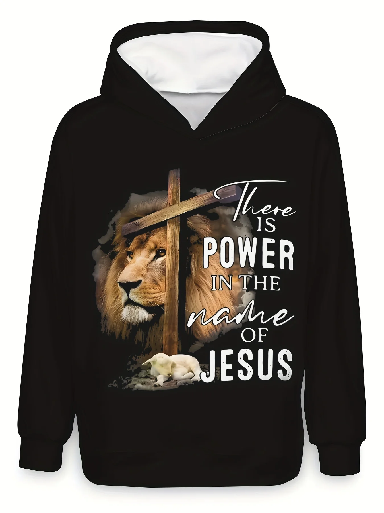 

Men's Letters & Lion Graphic Hooded Sweatshirt, Casual Trendy Long Sleeve Pullover As Gift