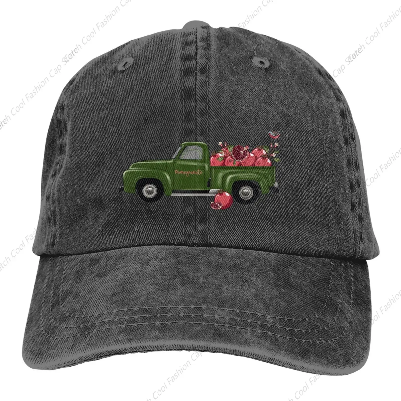 Pomegranate Truck Baseball Cap Golf Dad Denim Hat Adjustable Original Classic Washed Cotton Hat Men Women Gift Sports