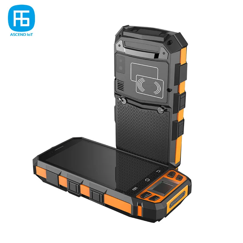 Lector RFID LF/HF/UHF inalámbrico móvil, lector/escritura de tarjetas NFC portátil Android con lector de huellas dactilares, Control de acceso, control de billetes