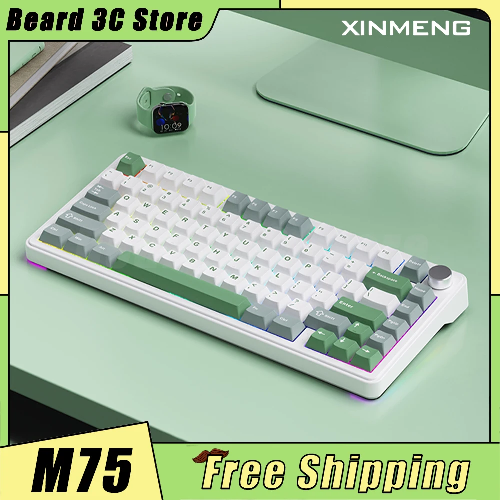 Xinmeng M75 Custom Mechanical Three Mode Wireless Bluetooth Keyboard Gasket Rgb E-Sport Gaming Keyboard PC Gamer Accessories