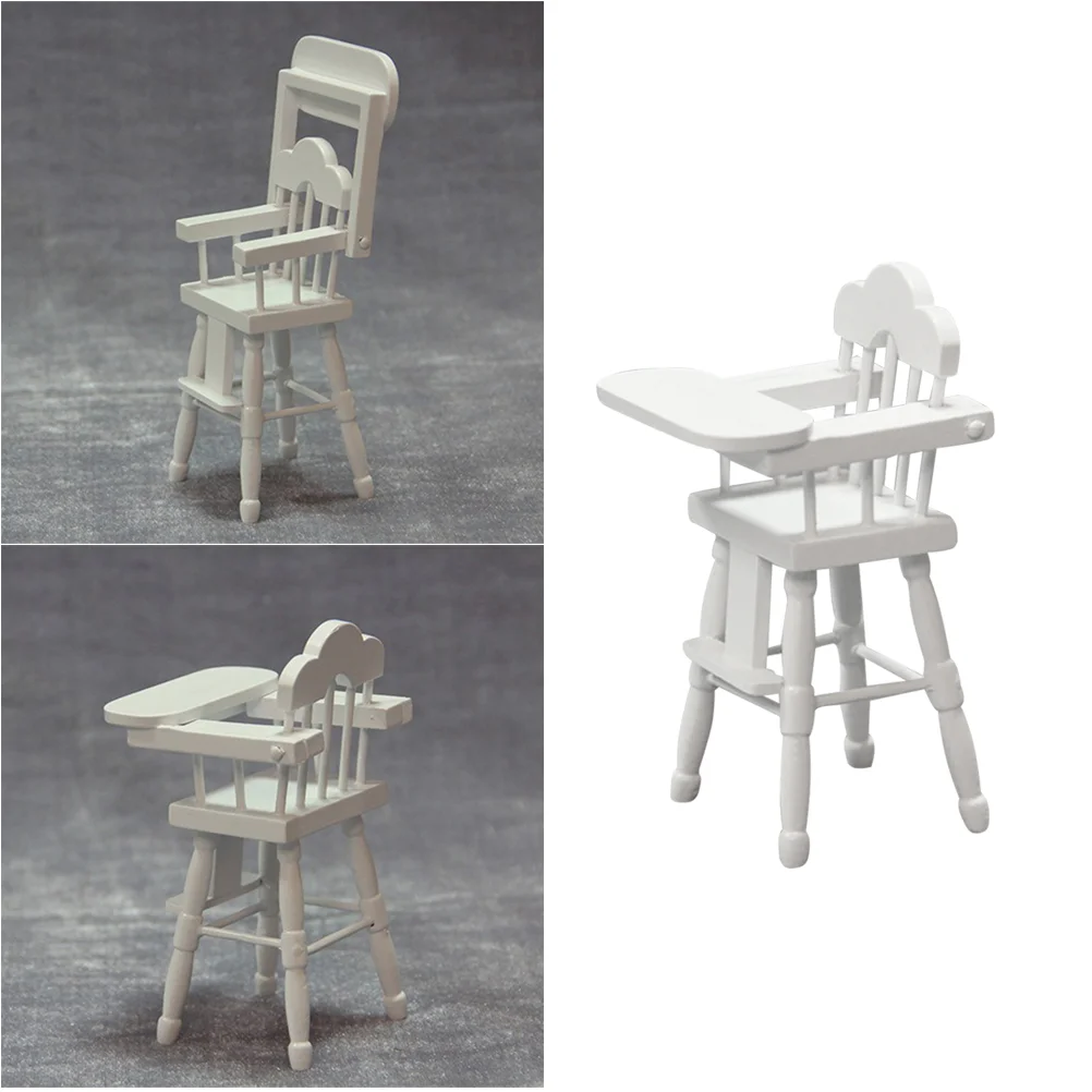 Mini Furniture Kit Small Dinng Table Chair Toddler Feeding Highchair Mold Baby Toys Seat Accessories